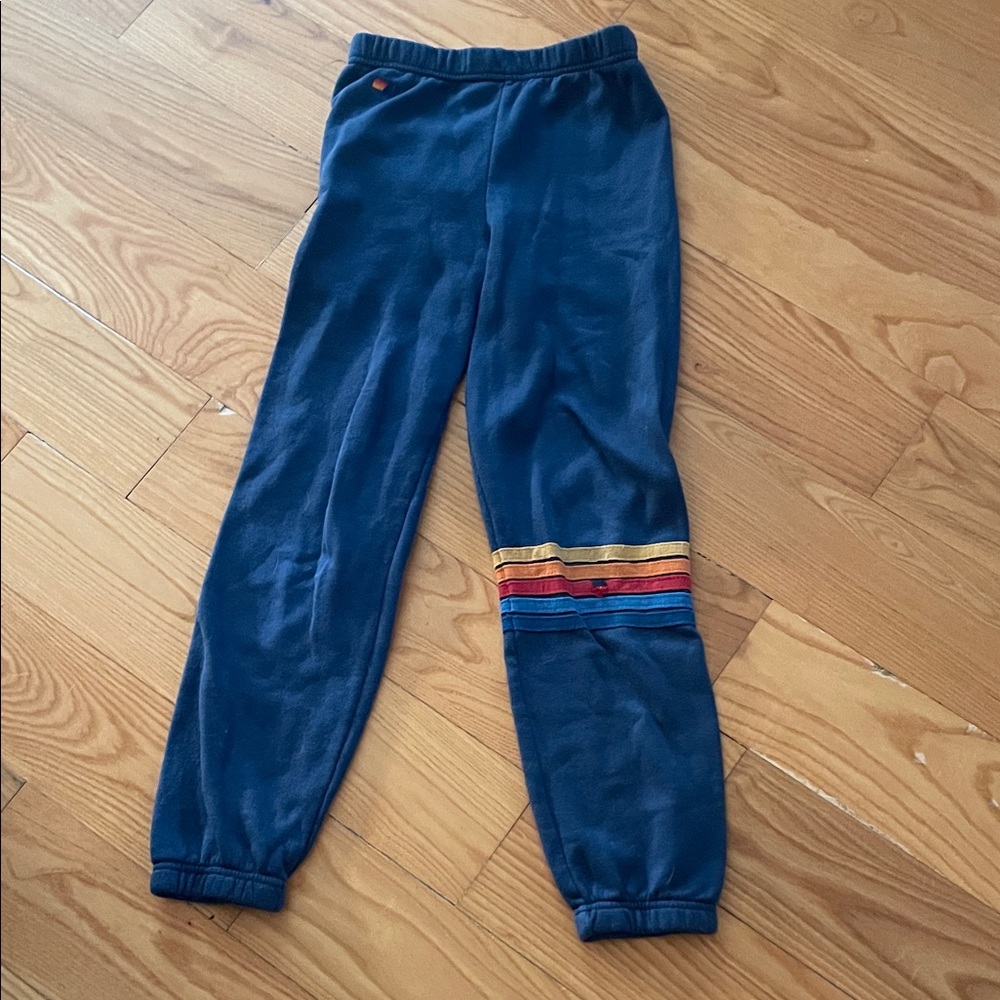 Aviator Nation Blue Sweatpants with Striped Detail